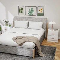 HOMCOM Set of 2 Modern Nightstands, Bedside Tables with 2 Storage Drawers, Accent End Table for Bedroom and Living Room, White(m-8)