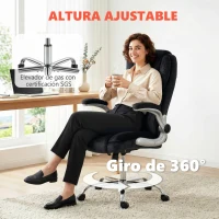 HOMCOM Silla de escritorio Ergonómica con Respaldo Alto Reposabrazos Abatibles Asiento con Muelles Altura Ajustable Negro(m-9)