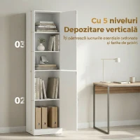 HOMCOM Bibliotecă Înaltă 180 cm, Raft Modern cu 5 Niveluri Reglabile, Mobilier Independent pentru Living, Dormitor, Birou, Alb(m-4)