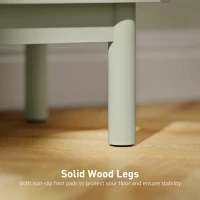 HOMCOM Set of 2 Rattan Bedside Tables, Boho Nightstands with Solid Wood Legs and Storage Cabinet for Living Room, Bedroom, Accent End Side Table, Light Green(m-7)