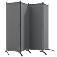 Outsunny Paravent 221 x 172 cm paravent de jardin à 4 panneaux avec pieds larges en tissu polyester de 180 g/m² gris foncé