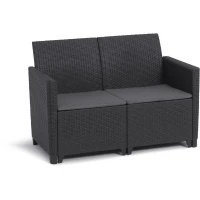 Salon de jardin en résine imitation rotin tressé - Noir - Avec table basse - KETER - 4 personnes - MARIE(m-3)