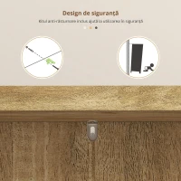 HOMCOM Bufet de bucătărie de depozitare cu 12 rafturi la uși rafturi reglabile 60 x 30 x 104 cm efect lemn natural(m-6)