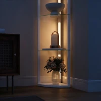 HOMCOM LED Floor Lamp with Shelves, Dimmable Standing Lamp with Foot Switch for Living Room, Bedroom, Grey(m-7)