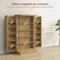 HOMCOM Bufet de bucătărie de depozitare cu 12 rafturi la uși rafturi reglabile 60 x 30 x 104 cm efect lemn natural(m-5)