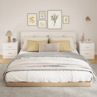 HOMCOM Set of 2 Modern Nightstands, Bedside Tables with 2 Storage Drawers, Accent End Table for Bedroom and Living Room, White(m-7)