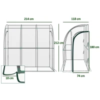 Outsunny Serre de jardin adossée, serre de balcon, bâche renforcée PVC, 2 portes enroulables, 214 x 118 x 212 cm, transparent(m-3)