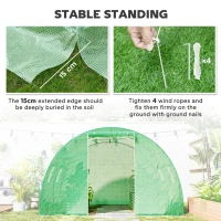 Outsunny Tunnel garden greenhouse 9 m² 4 windows, roll-up zippered door galvanized steel frame, PE cover 300 x 300 x 200 cm green(m-5)