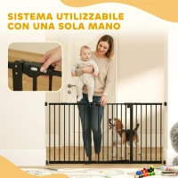PawHut Cancellino per Cani a 3 Estensioni con Larghezza Regolabile fino a 147.5 cm e Chiusura Automatica, Nero(m-6)