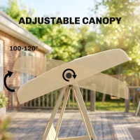 Outsunny Three-Seat Garden Swing Chair, with Adjustable Canopy - Beige(m-7)