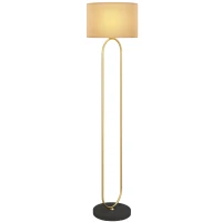 HOMCOM Lampadaire abat-jour en lin douille E27 style moderne interrupteur à pied pour salon et chambre 156 cm doré et noir(m-1)