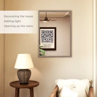 HOMCOM Wall Bathroom Mirror, 50 x 70 cm Wall-Mounted Mirror for Living Room, Bedroom, Hallway, Grey(m-4)