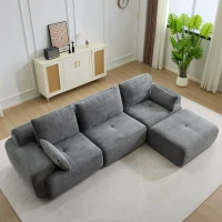 Modernes Sofa aus komprimiertem Memory-Schaumstoff, große Sofagarnitur für das Wohnzimmer, haustierfreundliches modulares Sofagarnitur Cloud, Cordstoff, kein Zusammenbau erforderlich, GRAU(m-1)