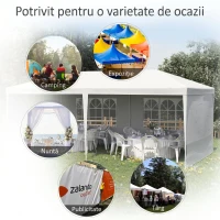 Cort de gradina pliabil Outsunny pentru petreceri si evenimente cu panouri detasabile, otel si PE, 5,85x2,95 m, alb(m-7)