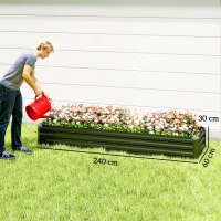 Outsunny 60 x 240cm Galvanised Steel Planter, with Open Bottom(m-3)