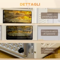 HOMCOM Mini Forno Elettrico 20L Ventilato 1400W con Aria Calda e Accessori, Crema(m-8)
