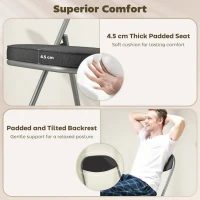 HOMCOM Set of Four Folding Corduroy Seat Chairs - Dark Grey(m-4)