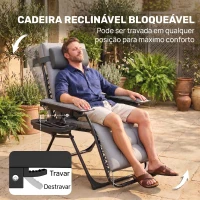 Outsunny Espreguiçadeira de Gravidade Zero Dobrável e Reclinável Ajustável com Apoios de Braços Apoio para Cabeça Cinza Claro(m-5)