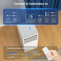 HOMCOM Aparat de Aer Condiționat Portabil 7000 BTU, Unitate 4-în-1 cu Răcire, Dezumidificator, Ventilator, Mod Noapte(m-6)