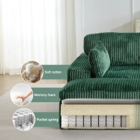 Doppelsitzer-Chaiselongue-Schlafsofa, modulares Design mit ausziehbarem Schlafteil, platzsparend, 214x145x89 cm, Grün(m-6)