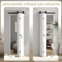 HOMCOM Ușă Culisantă Pliabilă pentru Interior 71.2x213.4cm, Șină Silențioasă din Oțel, Mâner, Ghidaj, Role, Ușă de Interior Rustică, din MDF și Lemn de Pin, Impermeabilă, pentru Bucătărie, Baie(m-5)
