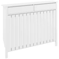 HOMCOM 93 x 119cm Rustic-Look Radiator Cover - White(m-10)