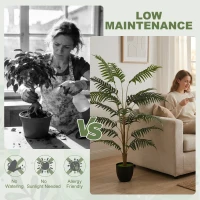 HOMCOM Artificial Fern Topiary Tree, Realistic Artificial Plant in Cement Pot, Fake Plant, 120cm(m-5)