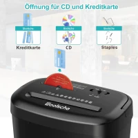 Aktenvernichter, 12-Blatt-Querschnitt mit 6,6-Gallonen-Korb, hohe Sicherheitsstufe P-4, 3-Modus-Design, Aktenvernichter für Karte/CD/Heftklammer/Clip, robuster Aktenvernichter, stausicheres System für das Büro(m-5)