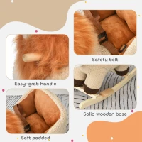 HOMCOM Kids Lion-themed Rocking Horse, with Roaring Sound Button, Seatbelt, Brown(m-6)