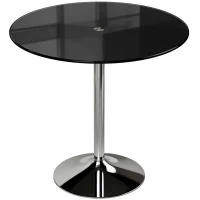 HOMCOM Round Bar Table, Modern Dining Table with Tempered Glass Top and Steel Frame for 4, 80 x 80 x 77cm, Black(m-1)