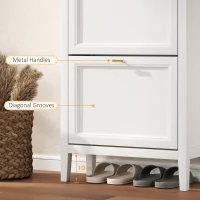 HOMCOM Shoe Cabinet with 2 Flip Drawers, Farmhouse Narrow Shoe Storage Cabinet with Adjustable Shelves, White(m-8)