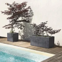 DEROMA Pot de fleurs Cube Millennium R - 39 x H39,1 cm - Anthracite - A réserve d'eau(m-3)