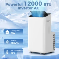 HOMCOM Draagbare Airconditioner 12.000 BTU met Invertertechnologie, 6-in-1 Airco met 60° Automatische Zwenkfunctie, 24-uurs Timer, Afstandsbediening(m-4)