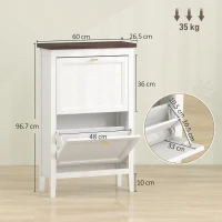 HOMCOM Shoe Cabinet with 2 Flip Drawers, Farmhouse Narrow Shoe Storage Cabinet with Adjustable Shelves, White(m-3)