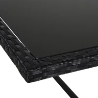 Outsunny 9 Pieces PE Rattan Cube Garden Furniture Set with Cushions, Outdoor Dining Table Set with 4 Armchair, 4 Stool, and Square Glass Top Table, Black(m-8)