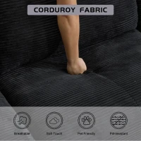 Modernes Sofa aus komprimiertem Memory-Schaumstoff, große Sofagarnitur für das Wohnzimmer, haustierfreundliches modulares Sofagarnitur Cloud, Cordstoff, kein Zusammenbau erforderlich, schwarz(m-4)