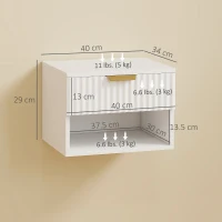 HOMCOM Floating Nightstands Set of 2, Modern Wall Mounted Bedside Tables, White(m-3)