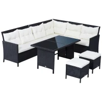 Outsunny 6 Pieces Sofa Set Furniture Rattan Lawn Cushion Seat Wicker Black Garden(m-10)