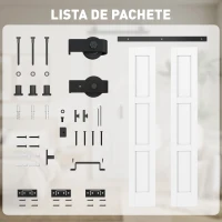 HOMCOM Ușă Culisantă Pliabilă pentru Interior 71.2x213.4cm, Șină Silențioasă din Oțel, Mâner, Ghidaj, Role, Ușă de Interior Rustică, din MDF și Lemn de Pin, Impermeabilă, pentru Bucătărie, Baie(m-8)