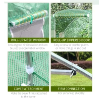 Outsunny Garden Tunnel Greenhouse winter greenhouse Floor Area 4.5 m² dim. 3L x 1.5l x 2H m Reinforced Tubular Frame Zipped Door 2 Roll-up Windows Green(m-6)