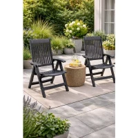 Lot de 2 fauteuils de jardin - GROSFILLEX - DR Iruba - Anthracite - Résine(m-3)