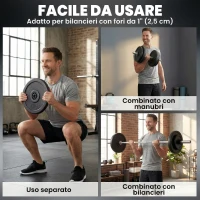 HOMCOM Set di 4 Dischi Pesi, Set Dischi Palestra per Allenamento, Nero(m-6)