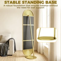 HOMCOM 50 x 161 cm Wavy Full Length Mirror, Free Standing Mirror with Metal Frame and Solid Base, Gold Tone(m-6)