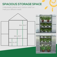 Outsunny 80 x 47 x 138 cm Polycarbonate Greenhouse with Adjustable Shelves Double Doors Openable Top Covers Garden for Flower Vegetable Plants Grey(m-5)