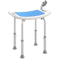 HOMCOM Height Adjustable Bathroom Stool, Shower Chair with Padded Seat and Non-Slip Foot Pads, Blue(m-10)