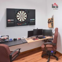 HOMCOM Diana Electrónica Digital hasta 8 Jugadores con 12 Dardos y 30 Puntas con Pantalla LED Puertas 27 Juegos Distintos y 202 Variantes 51x6,5x57 cm Negro(m-2)
