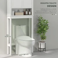 HOMCOM Mobilier WC deasupra toaletei mobilier mașină de spălat dulap 2 uși rafturi reglabile alb(m-4)