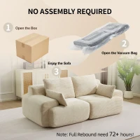 Modernes Sofa aus komprimiertem Memory-Schaumstoff, 2-Sitzer, große Sofagarnitur für das Wohnzimmer, haustierfreundliches modulares Sofagarnitur Cloud, Cordstoff, extra tiefes Sofa, kein Zusammenbau erforderlich, Beige(m-8)