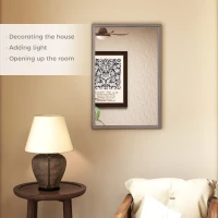HOMCOM Wall Bathroom Mirror, 40 x 60 cm Wall-Mounted Mirror for Living Room, Bedroom, Hallway, Grey(m-4)