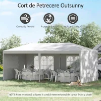 Cort de gradina pliabil Outsunny pentru petreceri si evenimente cu panouri detasabile, otel si PE, 5,85x2,95 m, alb(m-4)